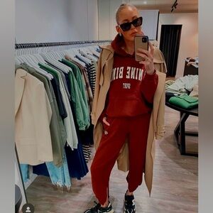 Anine Bing Tyler Cotton Jogger Sweatpants Anine Bing Sport Small NEW dark cherry